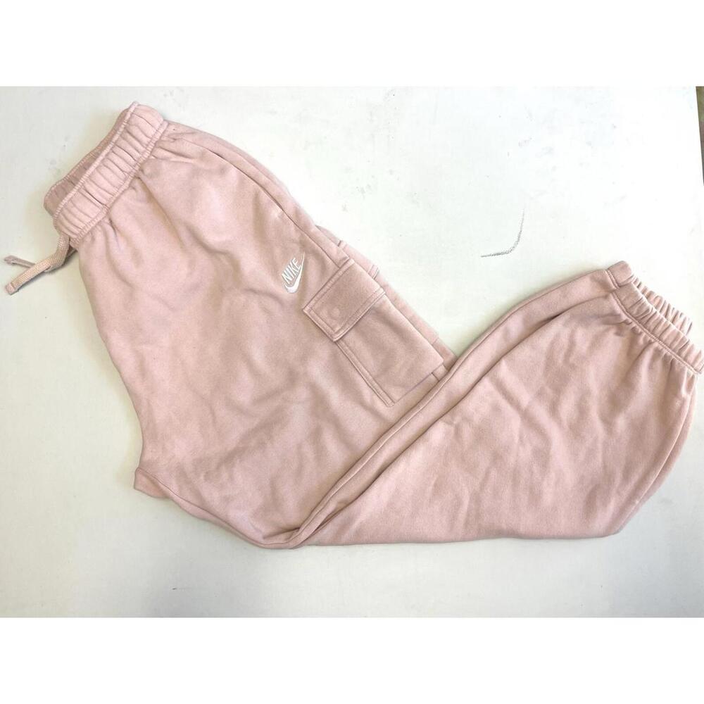 Nike Women’s Pink Fleece Cargo Joggers Sweatpants Small Soft Cozy Lounge Pants